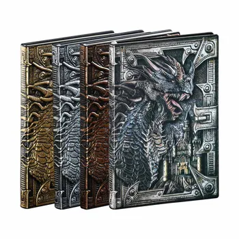 1 Книга / Опаковка 4 цвята, хартия за писма с релефни Динозавър и Зъл Дракон в ретро стил с 3D ефект и на хартиен дневник