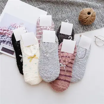 1 Чифт Подови чорапи с бантиком, Есенни чорапи с дълбоко Деколте, Мини Силиконови Подови чорапи