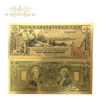 10 бр./лот Новата Американска Банкнота е от 1896 г. 1 usd Банкноти в 24 Към Позлатени Фалшиви Хартиени Пари За Колекции