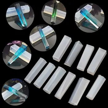 10x дълъг цилиндър Трапециевидный crystal Ивици на Мухъл отливки Смола, силикон и форма за малки деца