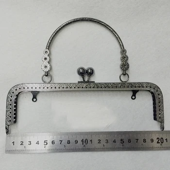 20 см директен накаткой ръба на портфейла рамка за жени САМ ръчна чанта метална закопчалка целувка обтегач с дръжка железария 3 бр./лот