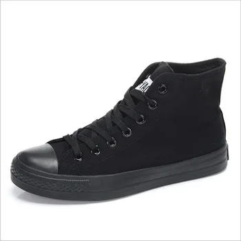 2020 г. пролет-есен нова модна тенденция универсална парусиновая обувки от чист черен материал за момичета, универсална ежедневни черни обувки