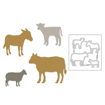 2020 Нови Силуети на Животни от Едър Рогат добитък и Овце Метални Режещи Печати За 