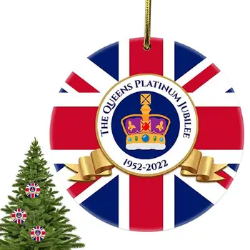 2022 Platinum Юбилейна Коледно Украшение на Британската кралица Елизабет II Оригинален Орнамент Platinum Юбилейна Сувенир Подарък Виси