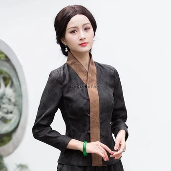 2022 женски национален trend топ в китайски стил, сатенени блузи ципао, риза, дамски ризи в китайския традиционен стил, китайска блуза hanfu