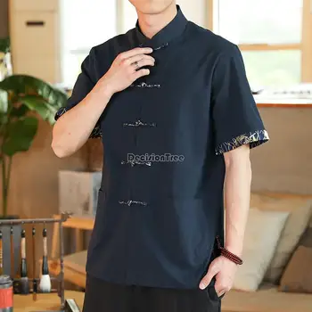 2022 пролет лято нова традиционната китайска мъжки дрехи на топ тен костюм ежедневни риза с къс ръкав реколта 4XL кунг-фу блуза hanfu