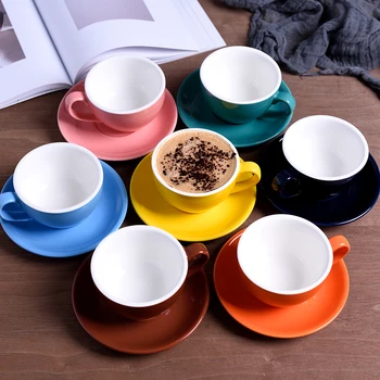 220CC Висококачествен Керамичен Комплект Чаши Кафе на Прост европейски стил Чаши за кафе Капучино Цветни Чаши За Лате Кафе Майстор