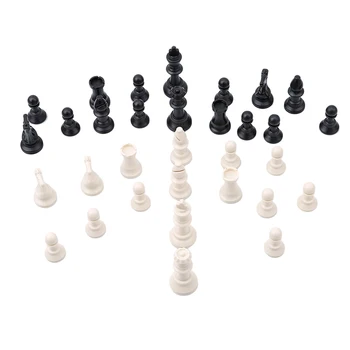 32 Средновековни фигури / Пластмасови Пълни фигури Международна игра на шах с думи, Забавление Черно-бял 64 мм