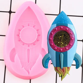 3D Детска Форма на Ракети Силиконова Форма на Космически Кораб Рожден Ден Скърпвам Инструменти За Украса на Торта, Бонбони Шоколадови Бисквитки Форма За Печене
