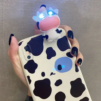 3D Нажежен Калъфче за Телефон с дизайн на краве мляко за iPhone 13 12 11 Pro Max Mini X XR Xs Xsmax Xiaomi Huawei Oppo Vivo Samsung