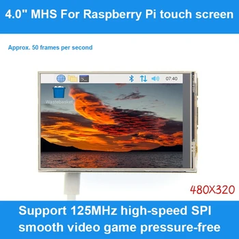 4-инчов MHS-дисплей 480X320 TFT Сензорен Екран SPI Модул на екрана на Дисплея За Raspberry Pi 3Б +/4B (Черен)