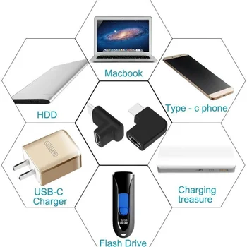 90 Градуса под Прав Ъгъл USB 3.1 Тип C Мъже и Жени Конвертор USB-C Адаптер за Samsung, Huawei Смартфон, Преносим Конектор
