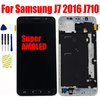 AMOLED LCD Дисплей За Samsung Galaxy J7 2016 J710 SM-J710F J710M J710H J710FN LCD Дисплей Тъчпад Таблет Стъкло Събрание
