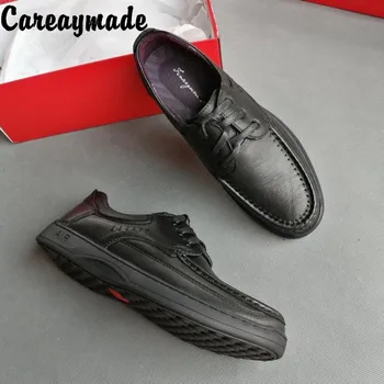Careaymade -Мъжки обувки от естествена кожа, дантела, с широки пръсти и дебело дъно, с много добро качество, отлична, удобни обувки