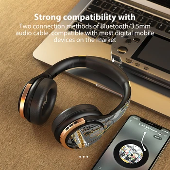 DUALMM Безжични Слушалки намаляване на шума, Bluetooth Слушалки Сгъваема Слушалки Геймър Спорт Бягане Водоустойчиви Слушалки с Микрофон