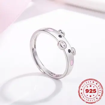 HOYON Корейски стил прасчо пръстен за жените е малко по-свеж и сладък прасчо отворен пръстен треска 925 цвят на животни бижута за подарък за рожден ден