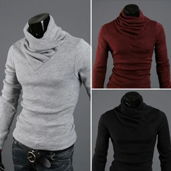 ICCLEK 2021, Нов мъжки Обикновен Пуловер Пуловер с Ворсовым Яка, Есенно-зимния Пуловер с Яка от Заек Кожа и дълги ръкави