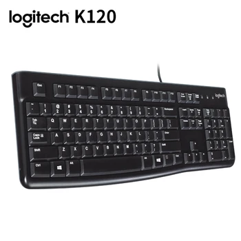 Logitech K120 USB Жични Клавиатура за Настолен Лаптоп Офис 104 клавишна Клавиатура в пълен размер