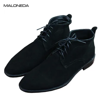 MALONEDE/мъжки обувки Goodyear поръчка, мъжки ежедневни обувки от естествен Велур, по-големи размери, черни/сини пролетно-есенни обувки дантела