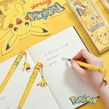 Pokemon японски карикатура на Pikachu чар писалка набор от студентски стираемых сини сменяеми касети мехури Коледен подарък