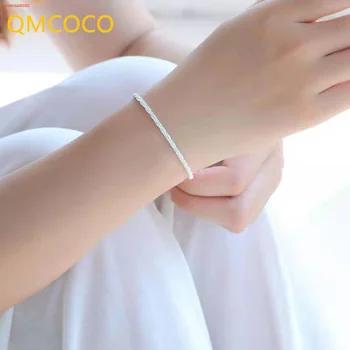 QMCOCO Сребърен Цвят на Прости Гривни, Мода Тенденция на Гривни Модерни Подаръци За Очарователните Жени и Момичета за Бижута и Аксесоари