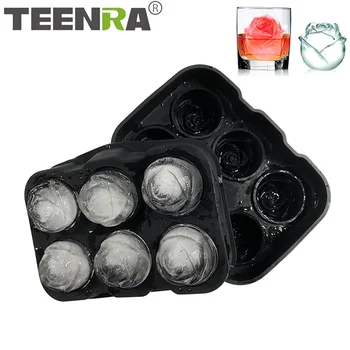 TEENRA 6 Кухина Силиконовата Форма във Формата На Роза Форма За Кубчета Лед 3D Тава За ледени Кубчета за Многократна употреба Уиски Форма За Коктейли Производителите на Сладолед Кухненски Инструмент