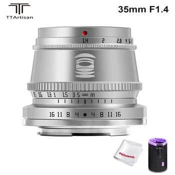TTArtisan 35 мм F1.4 APS-C Фиксиран обектив с ръчно фокусиране, за камери Sony E-Mount /Fujifilm M4 / 3 Mount A9 A7III A6600 A6400 X-X E1-E2