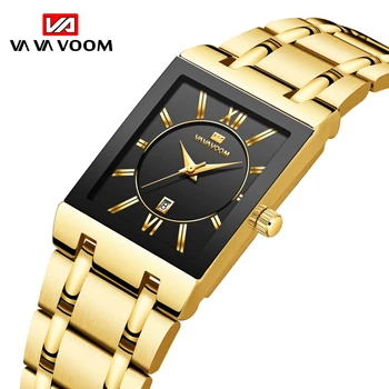 WWOOR - Мъжки златни кварцови часовници, Луксозни аксесоари, Часовници за мъже, Най-добрата марка, Квадратни, ръчен часовник от неръждаема стомана, Водоустойчив Relógio