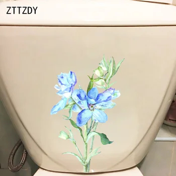 ZTTZDY 13,9*22,3 см Акварели Цветя WC Стикер На Тоалетна Декор Класически Домашни Стая Стикер На стената T2-0282