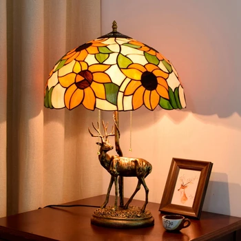 Американски селска творчески класически цветето на декоративна настолна лампа стая старец дневна спалня елен настолна лампа