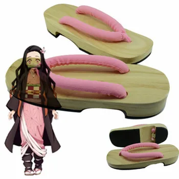 Аниме Cosplay Demon Slayer Kamado Nezuko geta Cosplay обувки дамски розови сандали