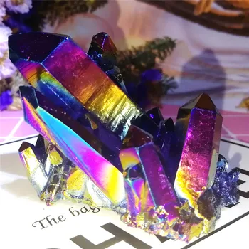 Аура quartz crystal клъстер Руда Минерали И Лечебни Камъни Проби на Случаен доставка естествен кварцов кристал пламък подарък декор
