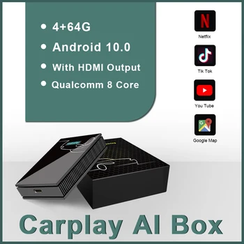 Безжична Carplay Bluetooth Android USB CarPlay Ai Box tesla оттичане на android за toyota corolla 2017 2018 dsp ips 4g lte сим ca