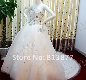 безплатна доставка 2016 рокля с диамантена талия ръчно изработени, най-добрата украса за завеса с кристали, Секси дантелено прозрачно сватбена рокля размер
