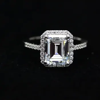 бижута от сребро 925 проба правоъгълен 8*10 высокоуглеродистый диамант 6 карата луксозно група пръстен с диамант на едро