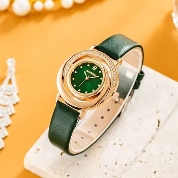 Британски Часовници с диаманти, Нови Малки Зелени Часовници, Модни дамски Часовник-Гривна, Прости дамски Часовници, Луксозни часовници Grace