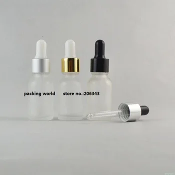 бутилка етерично масло от матирано стъкло с обем от 15 ml със силиконов/златен/черен алуминиев капак /стъклен капкомер за козметични опаковки