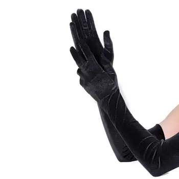 Дамски Кадифени Дълги Ръкавици Сватба Етикет Вечерна Рокля Ръкавици Без Пръсти Елегантни Ръкавици За Есен-Зима Шофиране Запазва Топлината На Ръката По-Топло