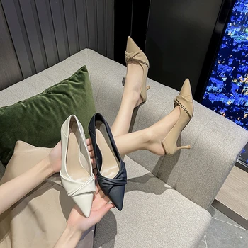 Дамски обувки-лодка на висок ток с лък, Елегантни Zapatos Mujer Tendencia Primavera, дамски обувки-лодка с високи Токчета, дамски обувки Zapato De Tacón