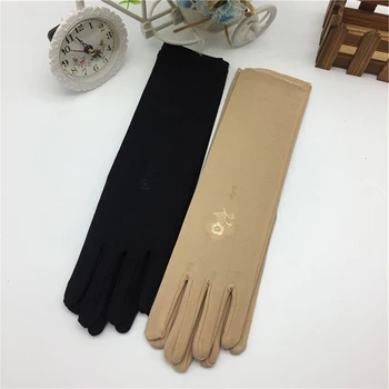 Дамски Тънки Еластични Ръкавици За Етикет със Средна дължина, Летни Дамски Слънчеви Ръкавици С Бродерия, Аксесоари За Шофиране на Кола