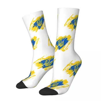 Есенно-Зимни Модни Дамски Мъжки Чорапи с Флага на Украйна, Нескользящие Футболни Чорапи
