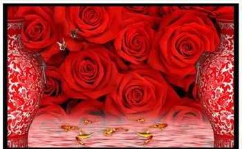 Индивидуални 3d тапети 3d стенописи тапети бутилка Червена роза, 3D стерео ТЕЛЕВИЗИЯ фон на стената хол Рим фото тапети