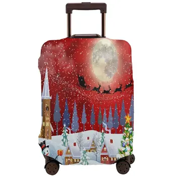 Коледна Торбичка За Куфара с участието на Снежен човек и Луната, Защитен Калъф За багаж със Защита От Бръчки, Бизнес Калъф, Празнични Калъфи за багаж 18-32 инча