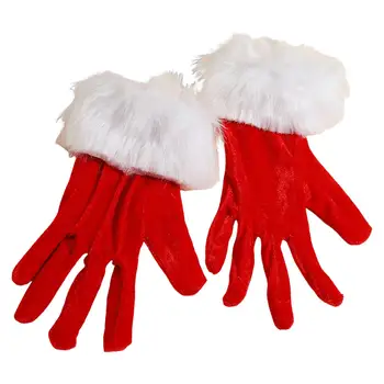 Коледни Ръкавици Елегантни Къси Дамски Силни с Пухкави Бели Зимни Ръкавици за Парти Cosplay Момичета Възрастни
