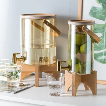 Креативна стъклена бутилка за студена вода LingAo, цветна кофа за студени напитки на самообслужване с кран, машина за студена вода, топла и експлозивна