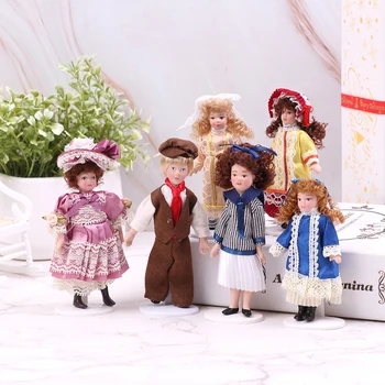 Куклена къща за момчета и момичета, 1 бр., Куклена къща 1:12, миниатюрни стоп-моушън модел, ретро Порцеланова кукла, Красиво момиче, Викторианската кукла, Кукла къща