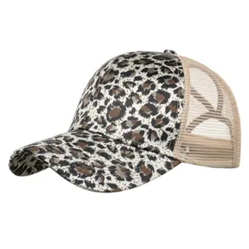 Леопардовая шапка с изображение на тигър, мъжки дишаща мрежа шапка, бейзболна шапка с конска опашка, шапки за мъже и жени, дамски ежедневни спортна шапка, новост