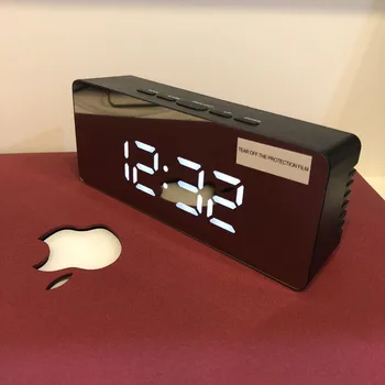 Лъскаво Черен Led Огледален Digital alarm clock Електронни Настолни Часовници-Голям Екран Време Температурата Декорация на Дома, Настолни часовници