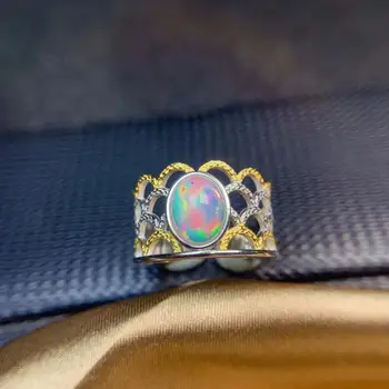 Магазин на нови продукти, препоръчани от собственик Натурален опал дамски пръстени променят цвета на огъня загадъчна сребро 925 проба регулируем размер