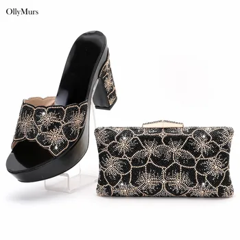 Модни последните италиански дамски обувки и чанта в тон обувки с чанта в комплект Италиански нигерийски вечерни обувки и чанта в пълен Размер 38-43